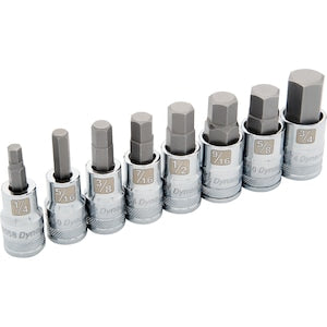 DYNAMIC TOOLS 1/2 inch Drive 8 Piece Standard SAE, Hex Socket Set, 1/4 i