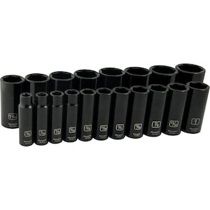 DYNAMIC TOOLS 1/2 inch Drive 19 Pieces 6 Point Deep SAE Impact Socket Se