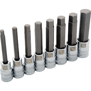 DYNAMIC TOOLS 1/2 inch Drive 8 Piece Long SAE, Hex Socket Set, 1/4 inch