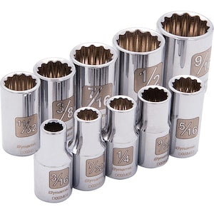 DYNAMIC TOOLS 1/4 inch Drive 10 Piece 12 Point, Standard SAE Socket Set,