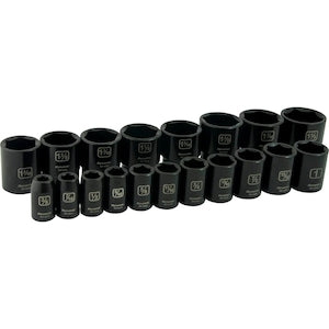 DYNAMIC TOOLS 1/2 inch Drive 19 Pieces 6 Point Standard SAE Impact Socke