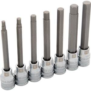 DYNAMIC TOOLS 3/8 inch Drive 7 Piece Metric, Long Hex Socket Set, 4mm -