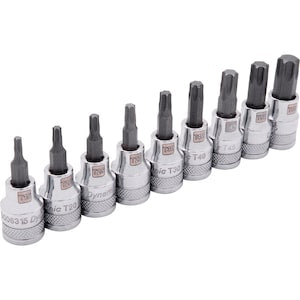 DYNAMIC TOOLS 3/8 inch Drive 9 Piece Standard Length, Torx Socket Set, T
