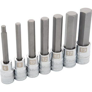 DYNAMIC TOOLS 1/2 inch Drive 7 Piece, Metric Long, Hex Socket Set, 6mm -