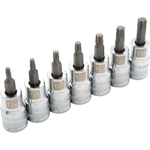 DYNAMIC TOOLS 1/2 inch Drive 7 Piece Standard, Torx Socket Set, T20 - T5