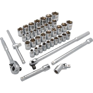 DYNAMIC TOOLS 1/2 inch Drive 41 Piece 6 Point Standard, SAE/Metric Socke