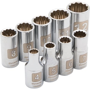 DYNAMIC TOOLS 1/4 inch Drive 9 Piece 12 Point, Standard Metric Socket Se