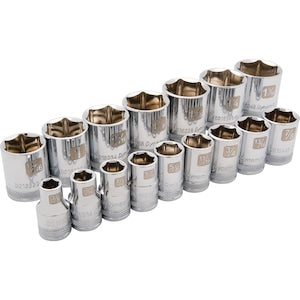 DYNAMIC TOOLS 1/2 inch Drive 16 Piece 6 Point Standard, SAE Socket Set,