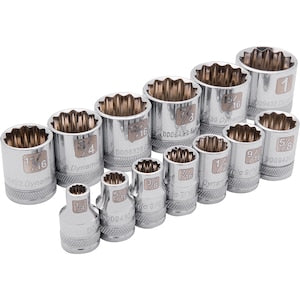 DYNAMIC TOOLS 3/8 inch Drive 13 Piece 12 Point, Standard SAE Socket Set,