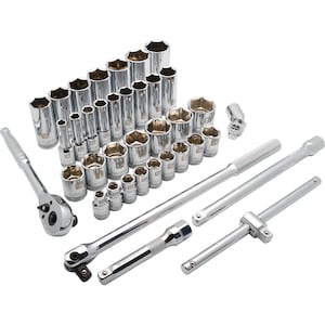 DYNAMIC TOOLS 1/2 inch Drive 38 Piece 6 Point, Standard/Deep, SAE Socket