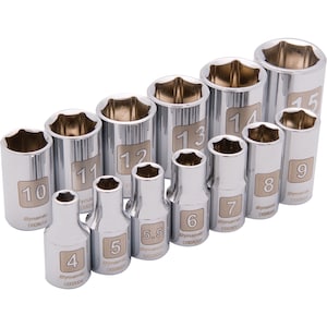 DYNAMIC TOOLS 1/4 inch Drive 13 Piece 6 Point, Standard Metric Socket Se