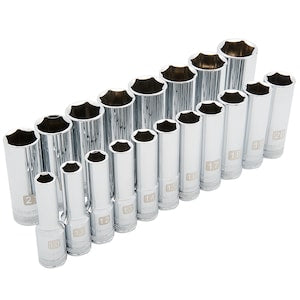 DYNAMIC TOOLS 1/2 inch Drive 19 Piece 6 Point Deep, Metric Socket Set, 1