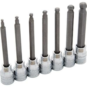DYNAMIC TOOLS 3/8 inch Drive 7 Piece SAE, Long Ball Nose, Hex Socket Set