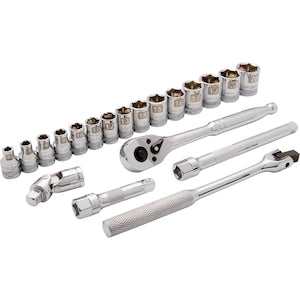 DYNAMIC TOOLS 3/8 inch Drive 20 Piece 6 Point, Standard Metric Socket Se