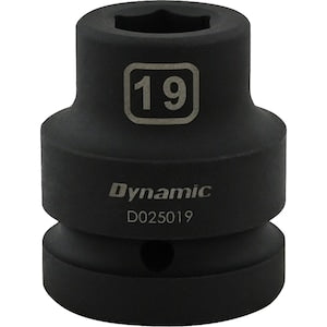 DYNAMIC TOOLS 19MM X 1 inch Drive, 6 Point Standard Length, Impact Socke