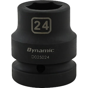 DYNAMIC TOOLS 24MM X 1 inch Drive, 6 Point Standard Length, Impact Socke