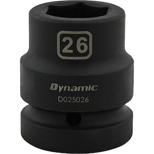 DYNAMIC TOOLS 26MM X 1 inch Drive, 6 Point Standard Length, Impact Socke