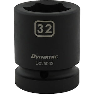 DYNAMIC TOOLS 32MM X 1 inch Drive, 6 Point Standard Length, Impact Socke