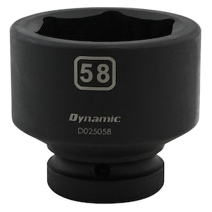 DYNAMIC TOOLS 58MM X 1 inch Drive, 6 Point Standard Length, Impact Socke