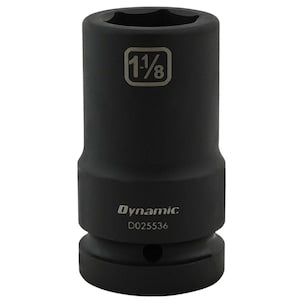 DYNAMIC TOOLS 1-1/8 inch X 1 inch Drive, 6 Point Deep Length, Impact Soc