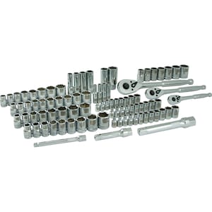 DYNAMIC TOOLS 89 Piece 1/4 inch, 3/8 inch & 1/2 inch Drive Socket & Atta