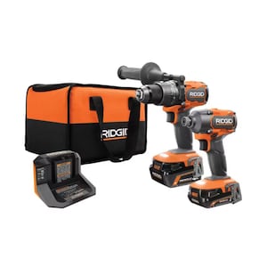 RIDGID 18V Brushless Cordless 2-Tool Combo Kit with Hammer Drill,