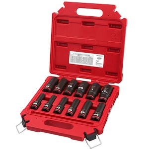 Milwaukee Tool SHOCKWAVE 1/2 -inch Drive SAE Deep Well Impact Socket Set