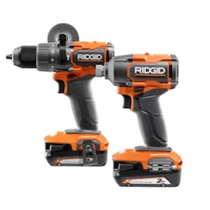 RIDGID 18V Brushless Hammer Drill and Impact Driver Kit with (2)