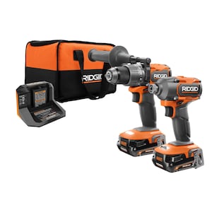 RIDGID 18V Brushless Drill/Driver and Impact Driver Kit with (2)