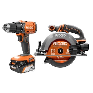 RIDGID 18V Hammer Drill and Circular Saw Kit with (1) 2.0 Ah, (1)