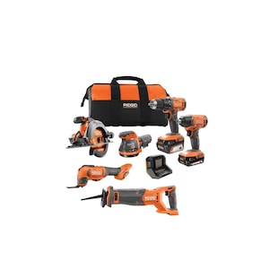 RIDGID 18V 6-Tool Combo Kit with (1) 2.0 Ah Battery, (1) 4.0 Ah B