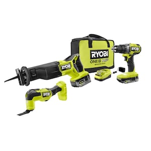 RYOBI 18V ONE+ Brushless 3-Tool Kit with (1) 2.0 Ah, (1) 4.0 Ah
