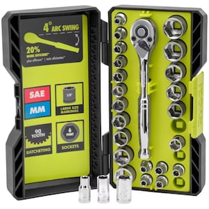 RYOBI 26-Piece 1/4 in. Drive Ratchet and Socket Set