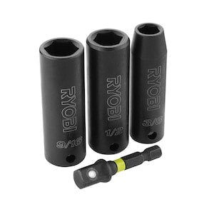 RYOBI 3/8in Drive SAE Impact Socket Set (4-Piece)