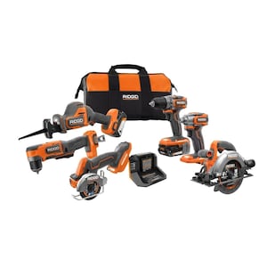 RIDGID 18V Brushless SubCompact 6-Tool Combo Kit with (1) 2.0 Ah,