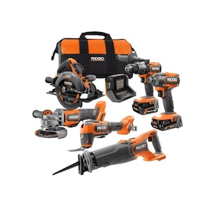 RIDGID 18V Brushless 6-Tool Kit with (1) 2.0 Ah, (1) 4.0 Ah MAX O