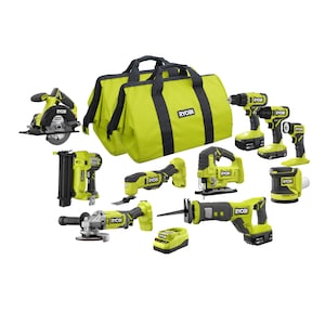 RYOBI 18V ONE+ Cordless 10-Tool Combo Kit with (1) 1.5 Ah Batter