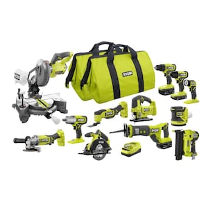 RYOBI 18V ONE+ 12-Tool Combo Kit with (1) 1.5 Ah, (2) 4.0 Ah Bat