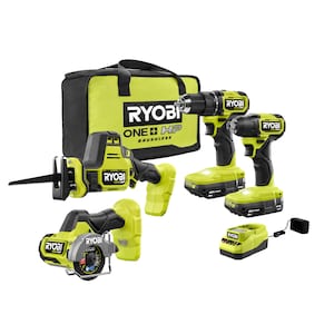 RYOBI 18V ONE+ HP Brushless Cordless Compact 4-Tool Combo Kit wi