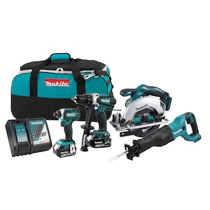 MAKITA 18V LXT Lithium-Ion Cordless 4-Tool Combo Kit w/2 Batterie