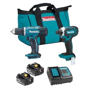 MAKITA 18V LXT Cordless Drill-Driver & Impact Driver Kit w/2 Batt