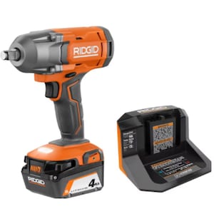 RIDGID 18V Cordless 1/2in Impact Wrench Kit with 4.0 Ah Battery a