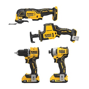 DEWALT 20V MAX ATOMIC Brushless Cordless 4-Tool Combo Kit with (2