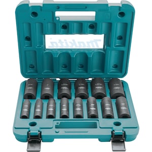 MAKITA 14 piece 1/2-inch Drive Deep Well SAE Impact Socket Set
