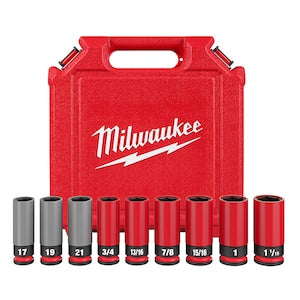 Milwaukee Tool SHOCKWAVE Impact Duty 1/2 Drive SAE & Metric 9PC Lug Nut W