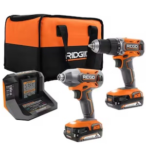RIDGID 18V 2-Tool Combo Kit with Drill/Driver, Impact Driver, Bat