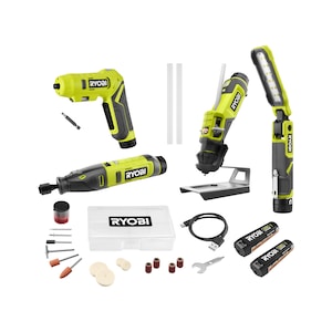 RYOBI USB Lithium 4-Tool Project Kit with (2) 2.0 Ah Batteries &