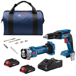 Bosch 18V Brushless 2-Tool Combo Kit with Drywall Screwgun and C