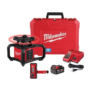 Milwaukee Tool M18 18-Volt 2000 ft. Red Exterior Rotary Laser Level Kit w