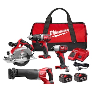 Milwaukee Tool M18 18V Li-Ion Hammer Drill, Impact Driver, SAWZALL, Circ